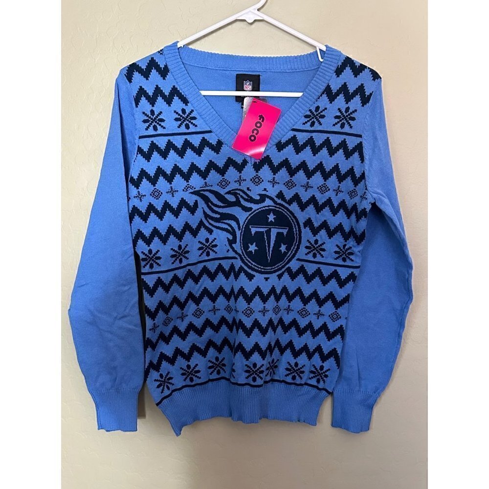 New FOCO NFL Tennessee Titans 2022 Ugly V Neck - Womens Large Ugly Sweater